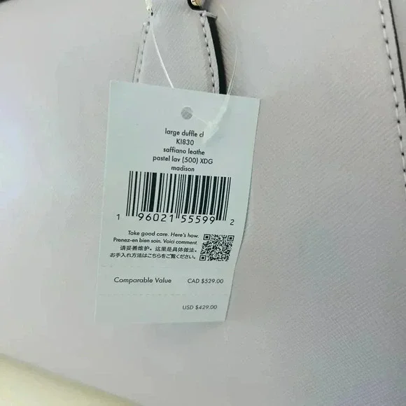 Kate Spade  Madison Large Duffle satchel  Crossbody Bag Pastel Lavender - Picture 6 of 10